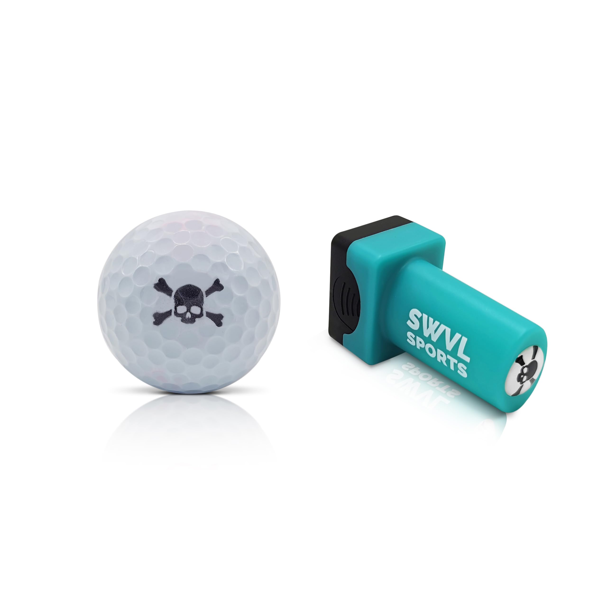 SWVL Sports Large Golf Ball Stamp Markers, Japanese Inks, Cool Design Stampers (Skull & Crossbones)