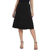 Urban CoCo Women's A-Line Elastic High Waist Flare Work Midi Knee Length Stretchy Skirt