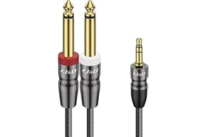 J&D 3.5mm to Dual 1/4 inch Stereo Splitter Y Cable, 3.5mm 1/8 inch TRS Stereo Male to Dual 1/4 inch 6.35mm Mono Male Y-Splitt