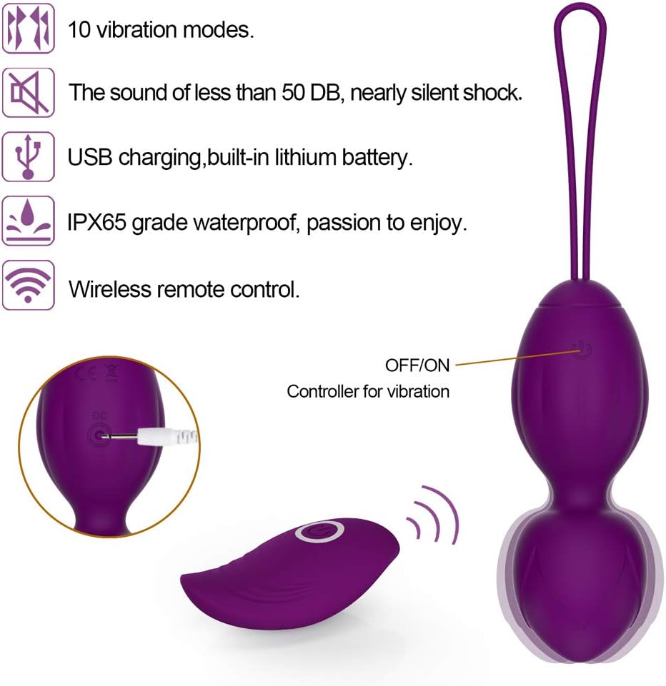 Ben Wa Kegel Balls Weighted Exercise Kit for Beginner -Kegel Balls for Tightening RFY 3 in 1 Kegel Exercise Weights System for Women, Bladder Control & Pelvic Floor Exercises (Purple): Health & Personal Care