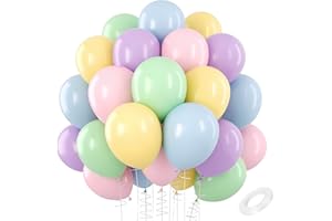 RUBFAC 110 Pack Pastel Balloons 12 Inch Latex Party Balloons, Assorted Colors Multicolor Balloons for Birthday Rainbow Party Baby Shower Wedding Decorations