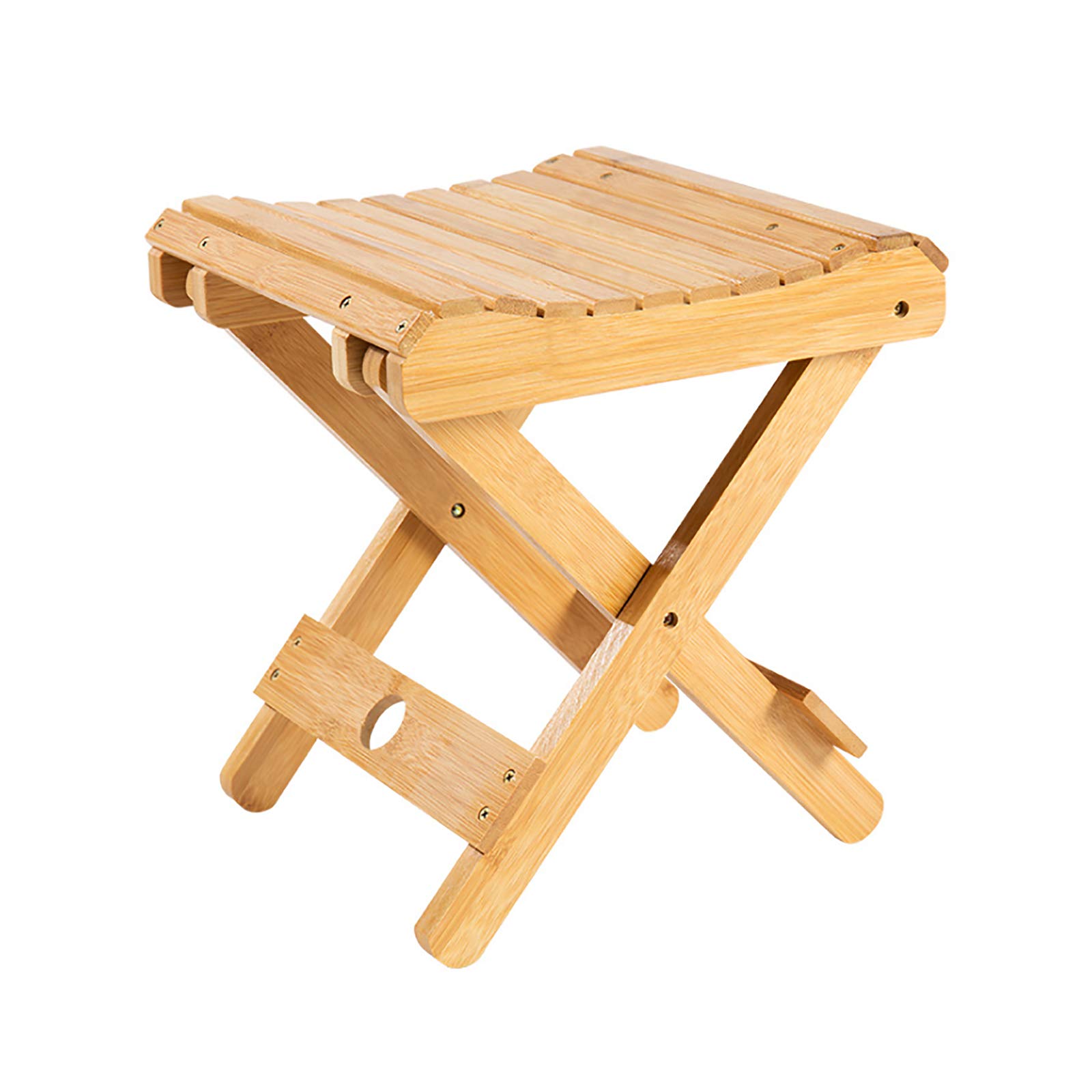 SANGDA Bamboo Folding Stool, Wood Bathroom Shower Stool, Portable Folding Shower Seat, Shaving Foot Rest, Collapsible Small Chair for Garden, Bathroom, Balcony, Spa