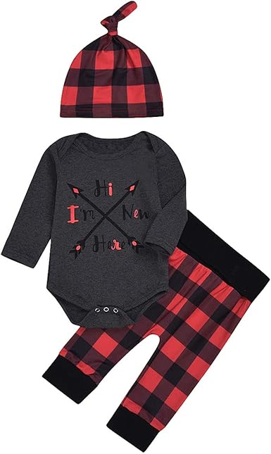 red tartan baby boy outfit