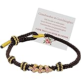 To My Granddaughter Bracelet "A Link That Can Never Be Undone"Peach Blossom Bracelet,Adjustable Braided Bracelet for Women, Inspirational Birthday Jewelry Christmas Stocking Stuffers for Women (coffee)