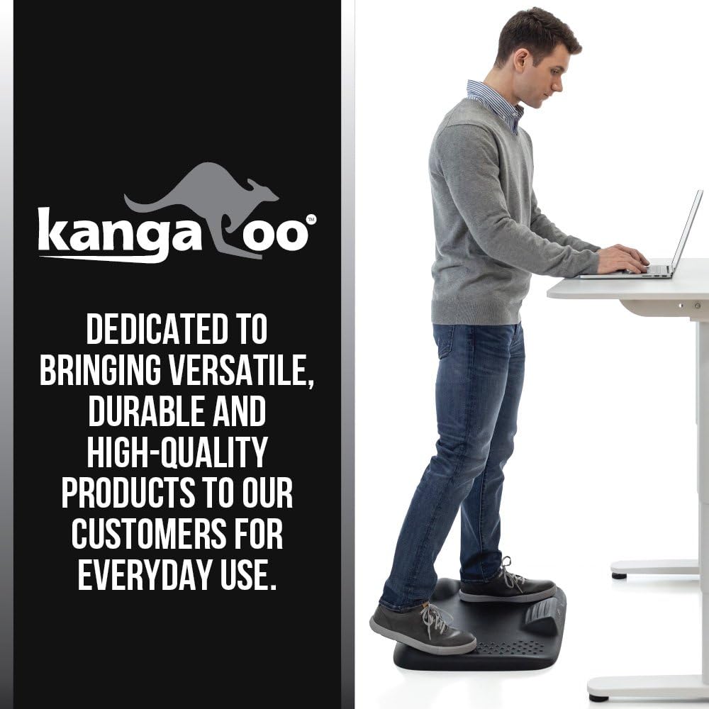 KANGAROO Original Premium Anti-Fatigue Active Comfort Mat, Varied Terrain Acupressure Massage, Ergonomic Floor Mats, Kitchen, Home, Work, Office, Stand Up Desk, Long Periods of Standing, Black: Kitchen & Dining