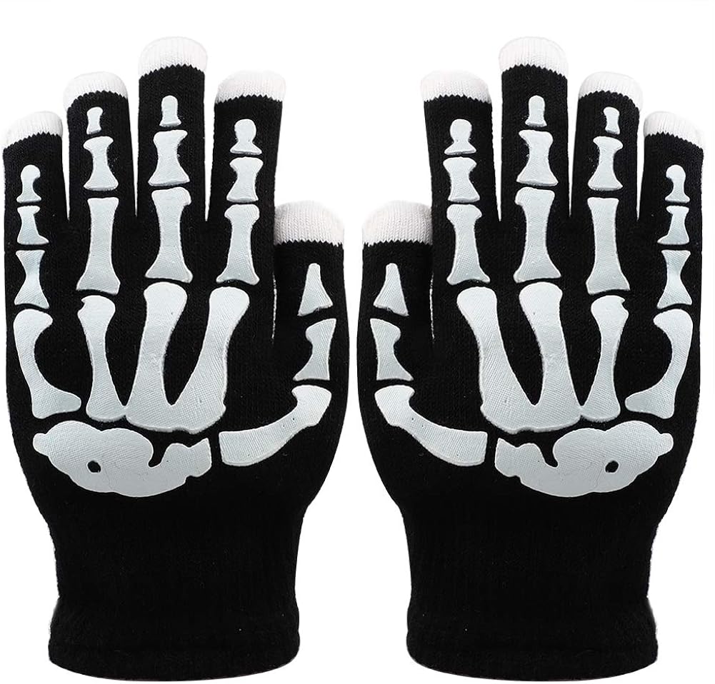 Amazon Com Ewer 1pair Light Up Gloves For Adults Kids Color Changing Led Gloves Rave Toy Finger Light Up Skeleton Gloves For Halloween Costume Club Party Clothing