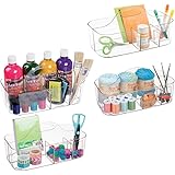 mDesign Plastic Portable Craft Storage Organizer Caddy Tote, Divided Basket Bin with Handle for Craft, Sewing, Art Supplies, 