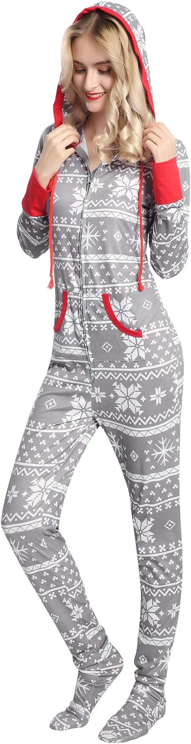AMONIDA Christmas Pajama Set for Women Cotton Sleepwear Long Sleeve Pj Set S-2XL