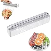 Konbison Plastic Wrap Dispenser with Cutter, Aluminum Tin Foil Parchment Paper Holder And Plastic Cling Press And Seal Kitchen Magnetic Wrap Organizer Storage, Bidirectional Slide Cutting.(Grey)