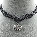 Longil Women Vintage Black Gothic Stretch Elastic Double Line Henna Tattoo Choker Collar Necklace with Elephant Pendant Charm Hippy Popular for 80s 90s
