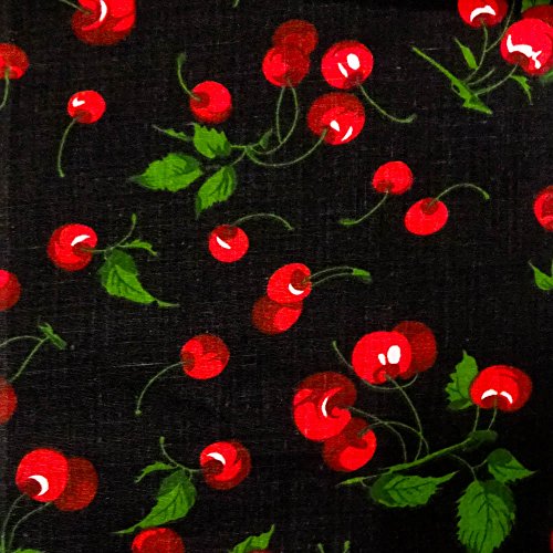 Cherry Fruit Black Poly Cotton, 58