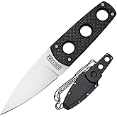 COLD STEEL Secret Edge Durable Lightweight Japanese AUS8A Steel Drop Point 3.5" Fixed Blade Tactical Outdoor Hunting Concealed Carry Neck Knife, Griv-Ex Handle, Secure-Ex Sheath