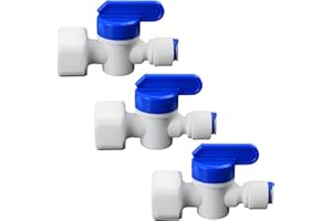 VISTARAEONOVA 1/2" Female Thread to 1/4" Tube Ball Valve, Quick-Connect Adapter Switch, Push-Fit Plastic Pipe Fitting for RO Reverse Osmosis Water Filter Systems, Beverage Dispensers, Water Purifiers (3pcs)