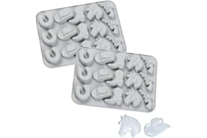 Cowboy Silicone Ice Molds, 2026 New Horse 2pcs 15-Cavity Cowboy Hat Boot Saddle Shape Western Themed Party Baking Mold for Su