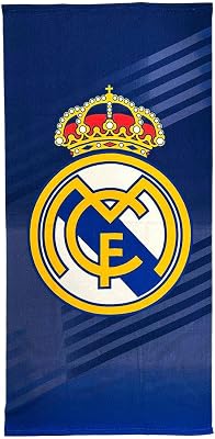Toalha Real Madrid – Toalha oficial com design exclusivo, cores de escudo e clube, ideal para praia, piscina, banho ou desporto, acessório prático para adeptos de futebol