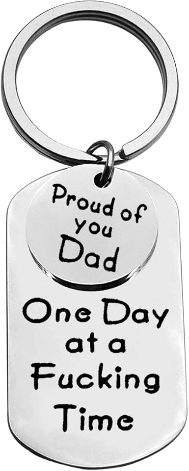 Sobriety Gift for Dad One Day at a Time Keychain Sober Keychain Sobriety Gift for Men Recovery Gift