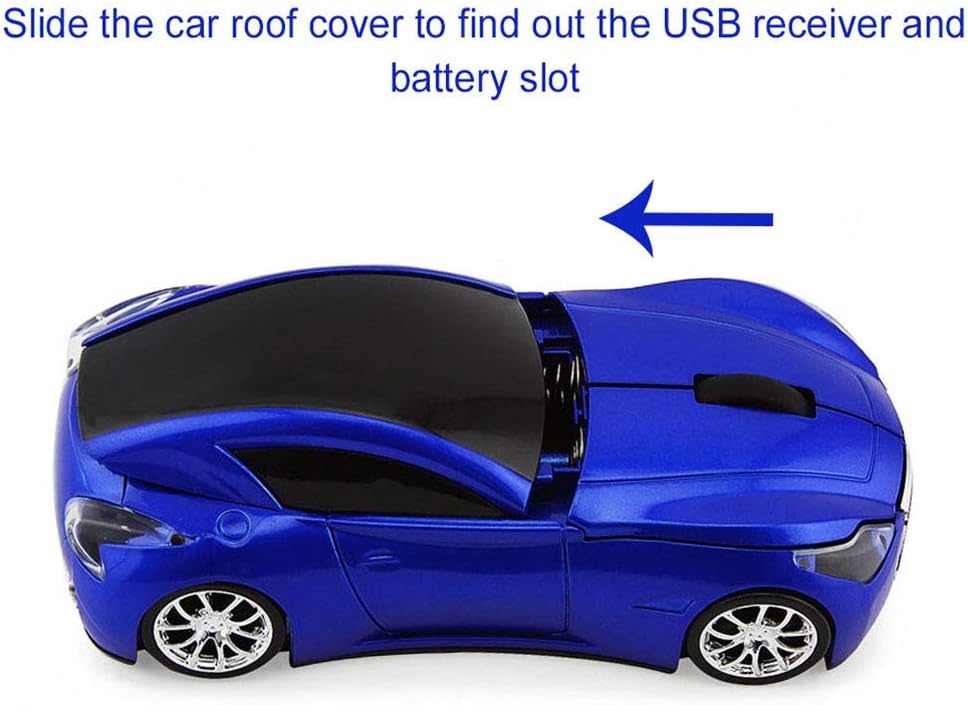 3C Kingdom Cool Sports Car Shaped Wireless Mouse 1600DPI 3 Button Portable Optical Office Cordless Mice with USB Receiver for PC Computer Laptop Gift (Blue) - Image 4