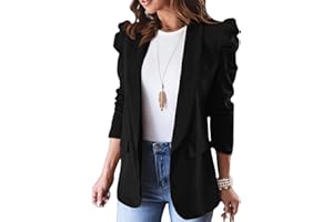 KIRUNDO Women's 2025 Spring Fall Casual Blazers Puff Sleeve Lapel Open Front Work Suit Office Blazer Jackets with Pockets