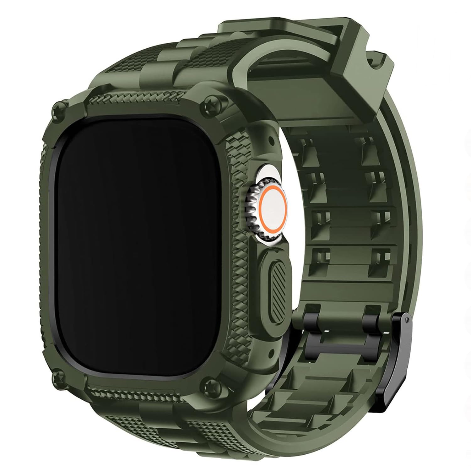Fullmosa Compatible with Apple Watch Straps 49mm Ultra3/2/1, Rugged Apple Watch Strap Ultra with Military Grade Shockproof Bumper Case for Men Women, Army Green