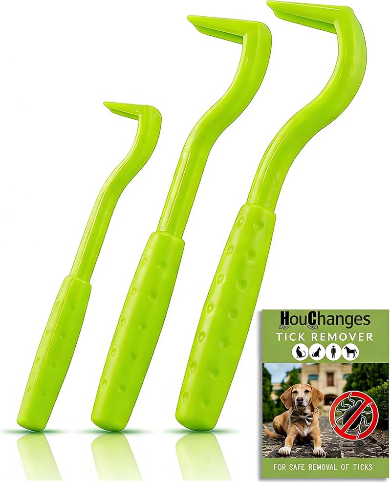 HouChanges 3Pcs Tick Remover Tool Painlessly Remove Ticks Dogs Cats Humans