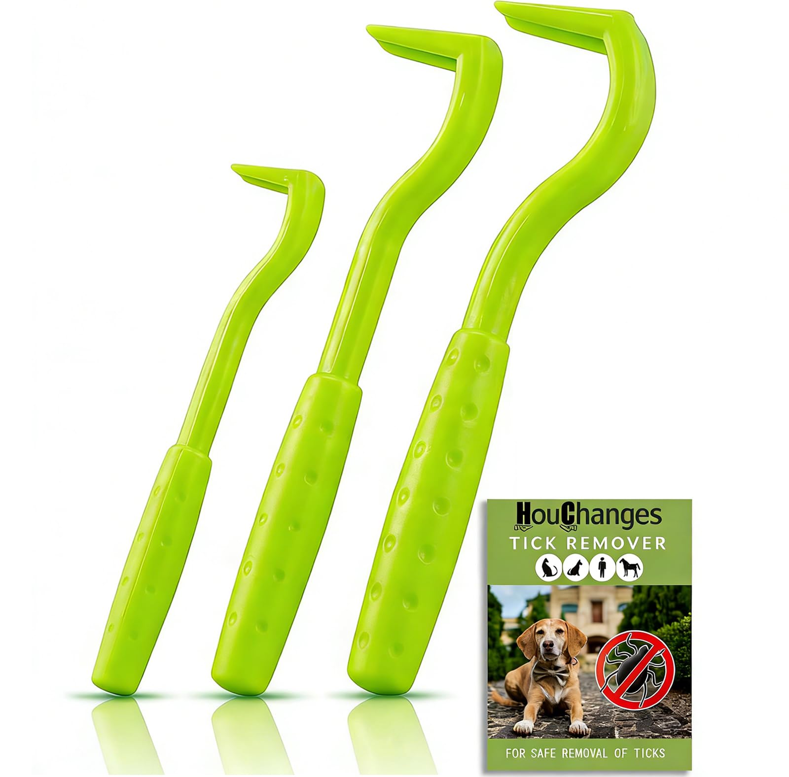HouChanges 3Pcs Tick Remover Tool,Painlessly Tick for Dogs Cats and Humans Pets Green