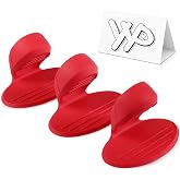 Silicone Pot Holders, YYP Silicone Heat Resistant Pot Holders, Oven Mini Mitts, Cooking Pinch Grips for Kitchen(No More Burning Your Fingers!)- Set of 3, Red