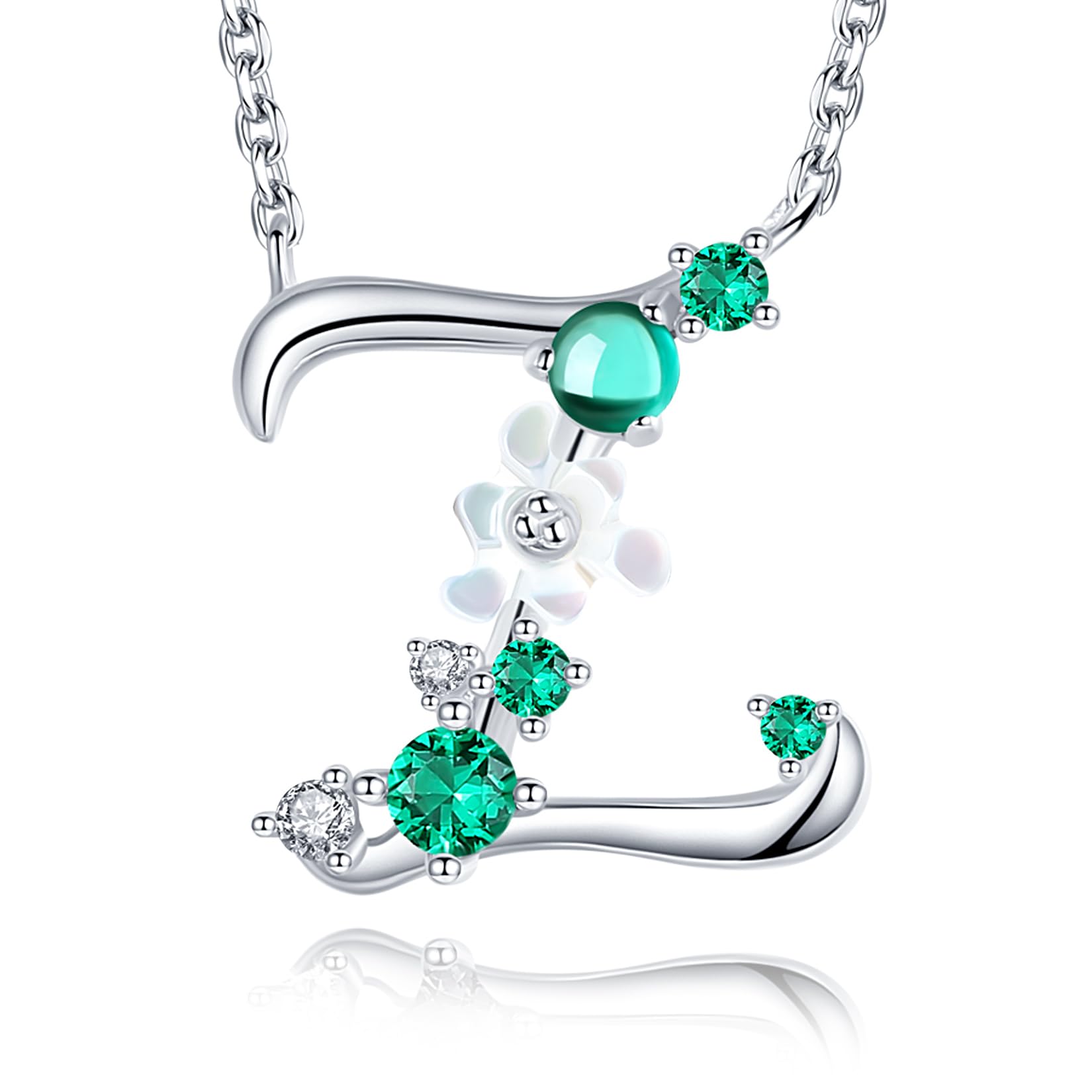 VIKI LYNN Letter Z Initial Necklace 925 Sterling Silver Cubic Zirconia Personalised Alphabet Charm Pendant Necklace for Girls