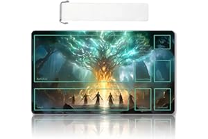 DAUXID Premium Stitched MTG Playmat with Zones and Non-Slip Rubber Backing - TCG Play Mat for MTG and Other Card Games - Colorful Design with Vintage Look and Feel (DKT (89),Zones)