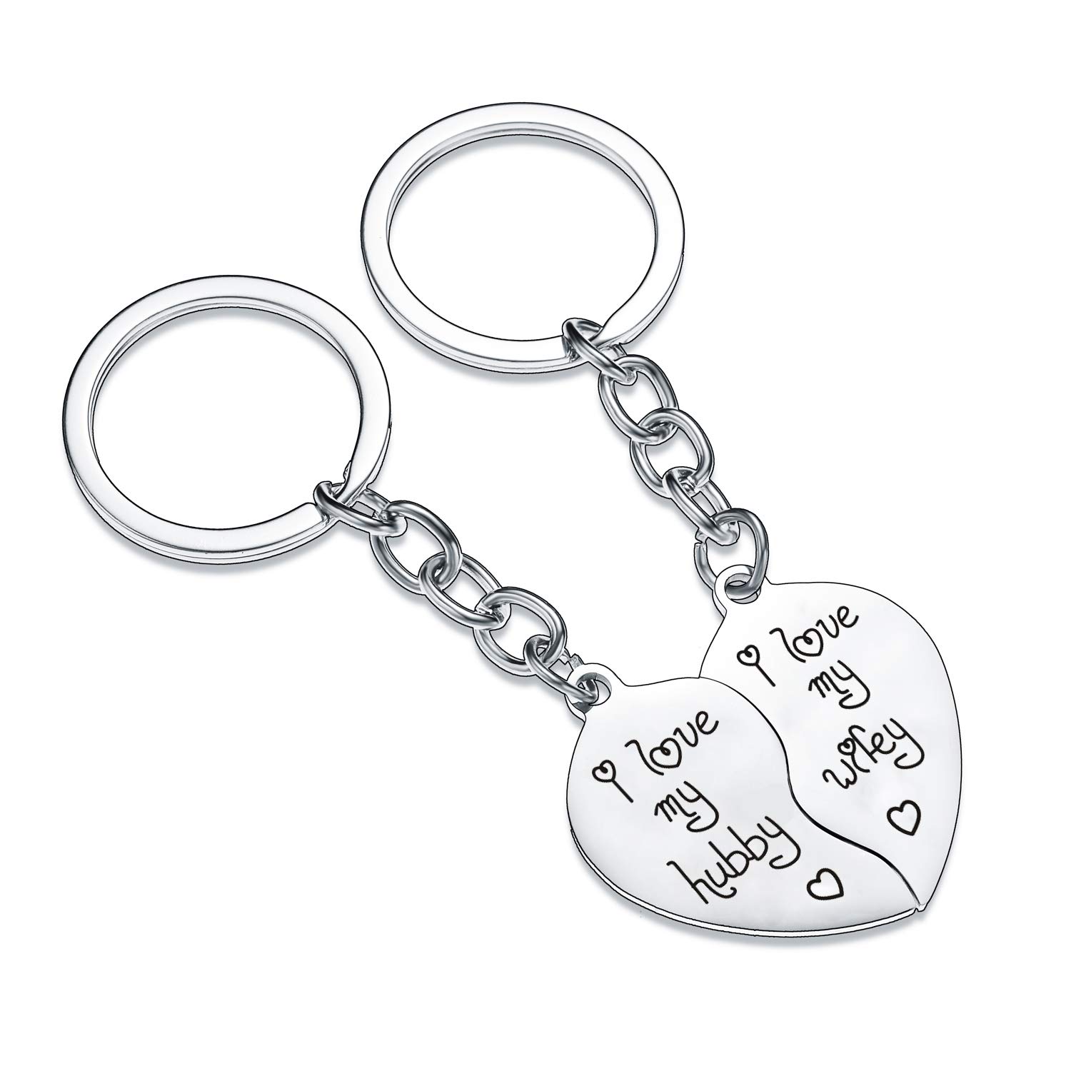 2PCs I love my wifey and I love my hubby couples Keyring Wedding His and Her Fun Gift for Husband and Wife Lovers (I love my wifey I love my hubby)