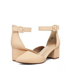 DREAM PAIRS ANNEE Pointed Toe Low Chunky Heels Pump