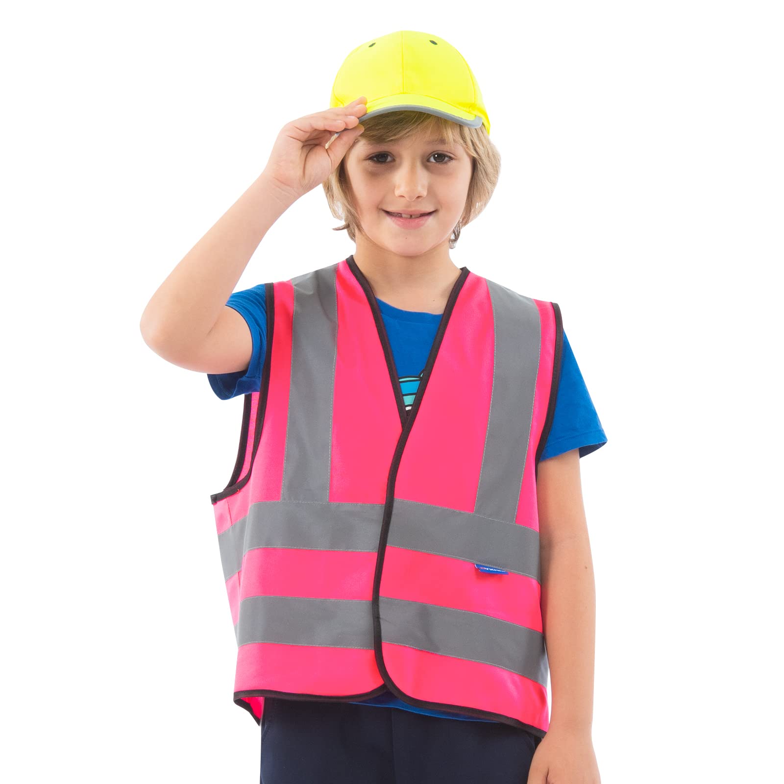 AYKRM 10-14Y Childs High Vis Reflective Safety Vest - Pink Child Hi Vis Waistcoat
