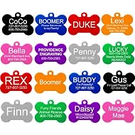Providence Engraving Pet ID Tags in 8 Shapes, 9 Colors, and Two Sizes - Personalized Dog and Cat Tags with 4 Lines of Customizable Text
