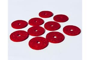 GENERIC Universal Sewing Machine Spool Pin Thread Felt Pads. Pack of 10 Durable Red Pieces- Will Fit Kenmore, Also Fits Singer Treadle Models, Such as Featherweight. 1"x1/16" Inside Center Opening: 1/8"