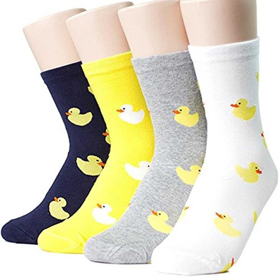 Womens Cute Lovely Pet Animal Printing Cotton Blend Socks (Chick 4 Pairs)