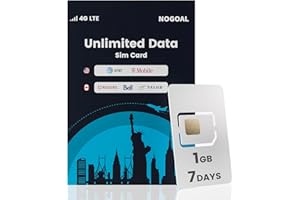 NOGOAL Unlimited Data Sim Card, Prepaid Sim Card USA/CA, Support AT&T/T-Mobile/Roger/Bell/Telus, Data Only Sim Card for Cell Phones/GPS Tracker/Camera/Hotspot/Router/Tablet 4G Unlocked Device