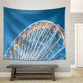 The Ferris Wheel Under Blue Sky - Fabric Wall Tapestry Home Decor - 51x60 inches