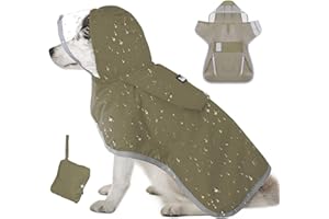 Lukovee Dog Raincoat - Lightweight Hooded Dog Rain Coat for Large Medium Small Dogs, Adjustable Poncho Jacket with Reflective Stripes & Built-in Storage Pocket (Green, Medium)