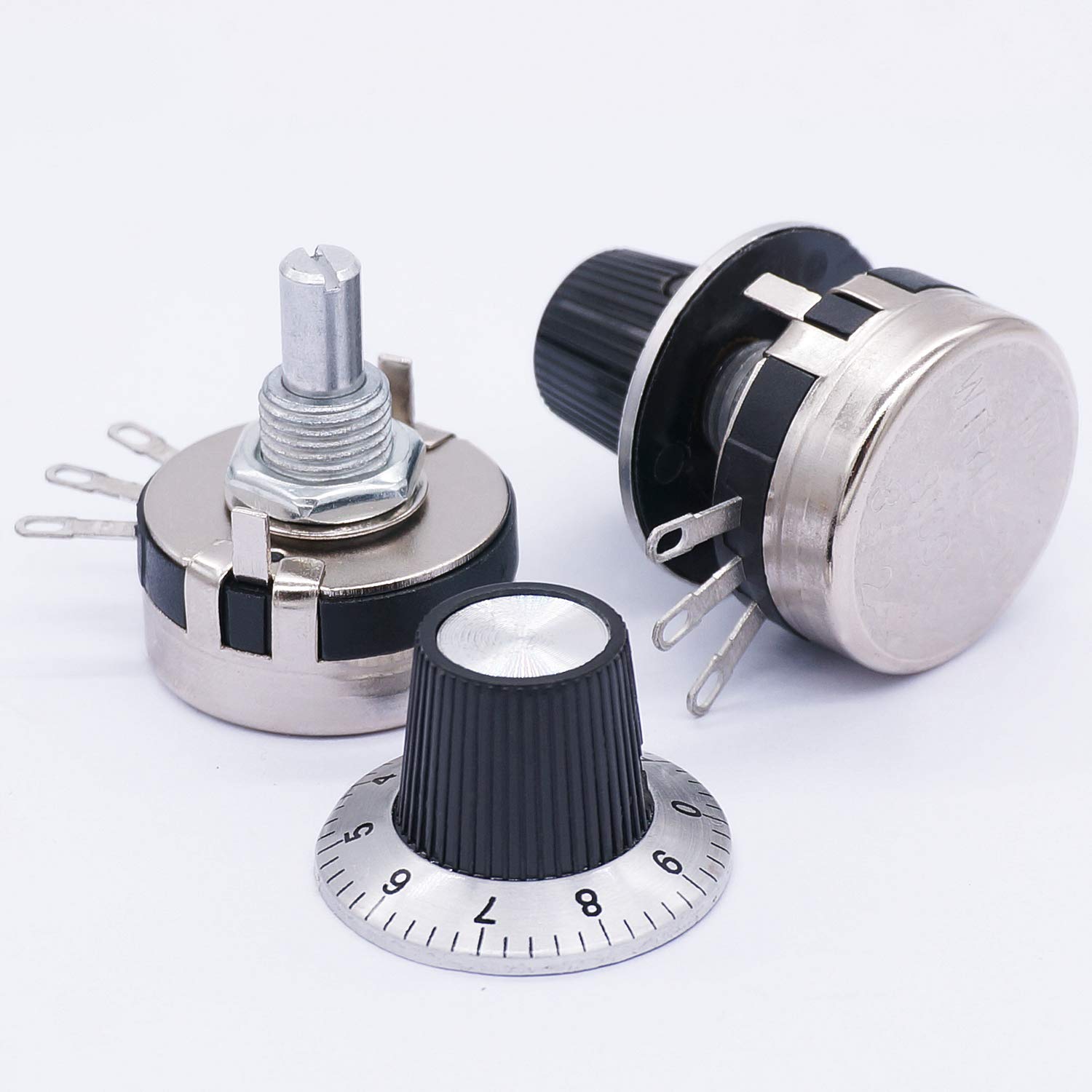 Taiss/2pcs Single Turn Rotary Carbon Linear Variable Potentiometer + 2pcs Knob ,WTH118-2W 10K Ohm, black - Image 3