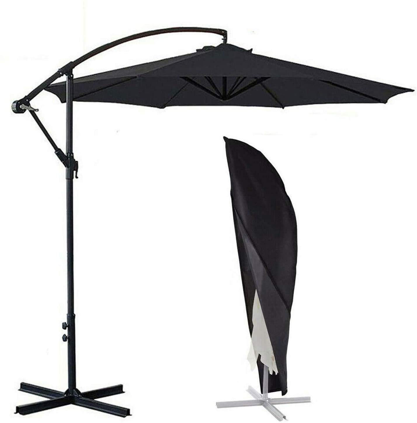 AMSAMOTION Umbrella Patio Cantilever Offset Cover for 9ft to 13ft Parasol Outdoor Market Umbrellas with Zipper and Water Resistant Protector Black
