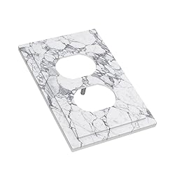 White Gray Marble 1 Gang Outlet Plate Covers