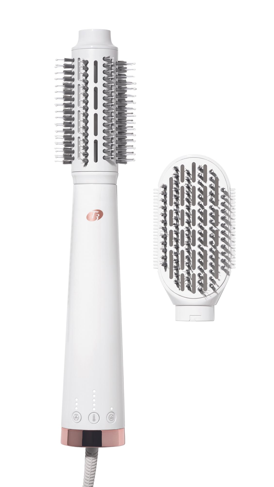 Photo 1 of "T3 AireBrush Duo Interchangeable Hot Air Blow Dry Brush with Two Attachments ? Includes 15 Heat and Speed Combinations, T3 IonFlow Technology, Volume Booster Switch, Lock-in Cool Shot"