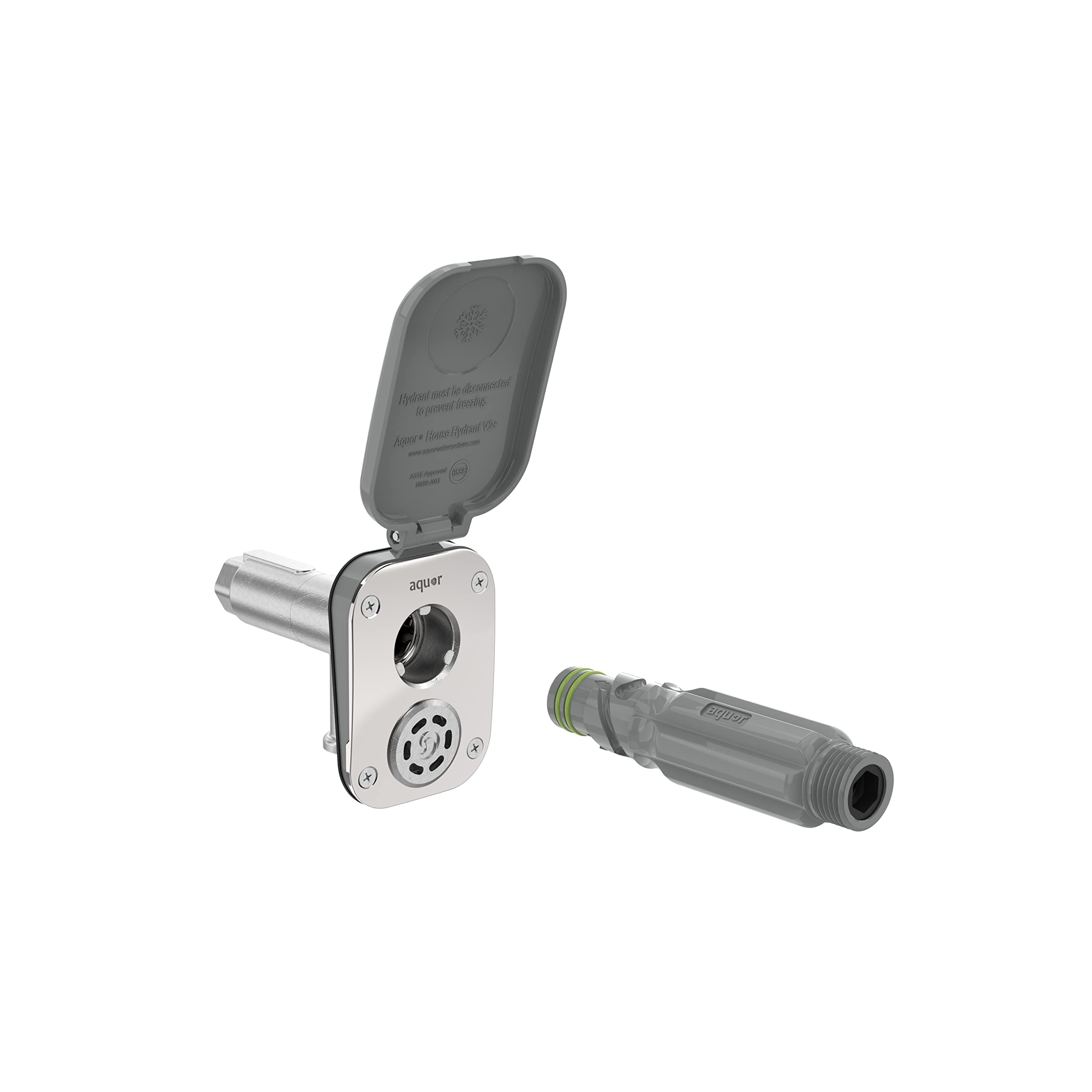 Photo 1 of Aquor House Hydrant V2+ Frost Free Outdoor Faucet, Anti Siphon Valve with Quick Connect, Frost Proof Flush Wall Hose Bib, 2 inch Stem, 4-1/2 inch Install Depth, Slate Gray