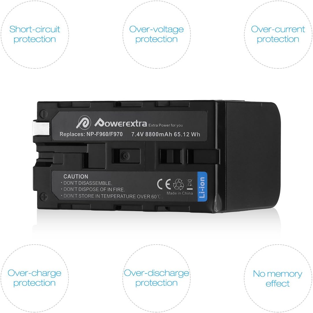 Powerextra 2 Pack Replacement Sony NP-F970 Battery Compatible with Sony DCR-VX2100, DSR-PD150, DSR-PD170, FDR-AX1, HDR-AX2000, HDR-FX1, HDR-FX7, HDR-FX1000, HVL-LBPB, HVR-HD1000U, HVR-V1U, HVR-Z1P : Home Audio & Theater