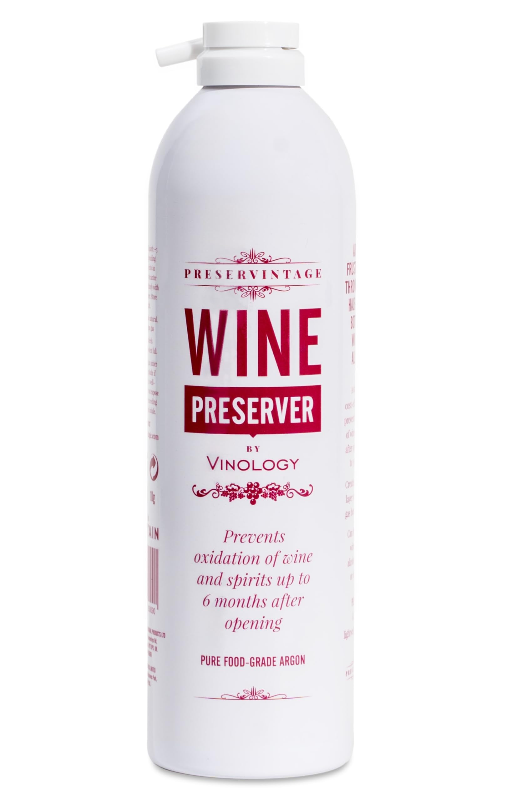 Preservintage Wine Preserver - Professional Standard Pure Inert Argon Gas for use with Wine Stopper or Cork in an Easy to use Lightweight aerosol can - 9L