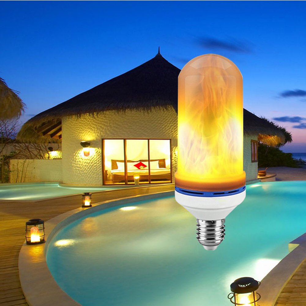 JESWELL LED Flame Light Bulb, 3 Light Modes Flicker Light Bulb, E27 Base Fire Effect Light Bulb for Home Decor (Pack of 2)