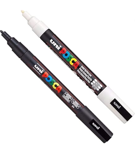 オッフェン　pointed-POSCA / BLACK 38 Amazon.com: Authentic Posca Marker Set, 2 White & Black