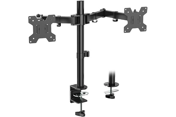 WALI Dual Monitor Arm for 13-27 Inch Screens (M002), Black | Monitor Arms for 2 Monitors up to 10 kg Each, Adjustable with Sw