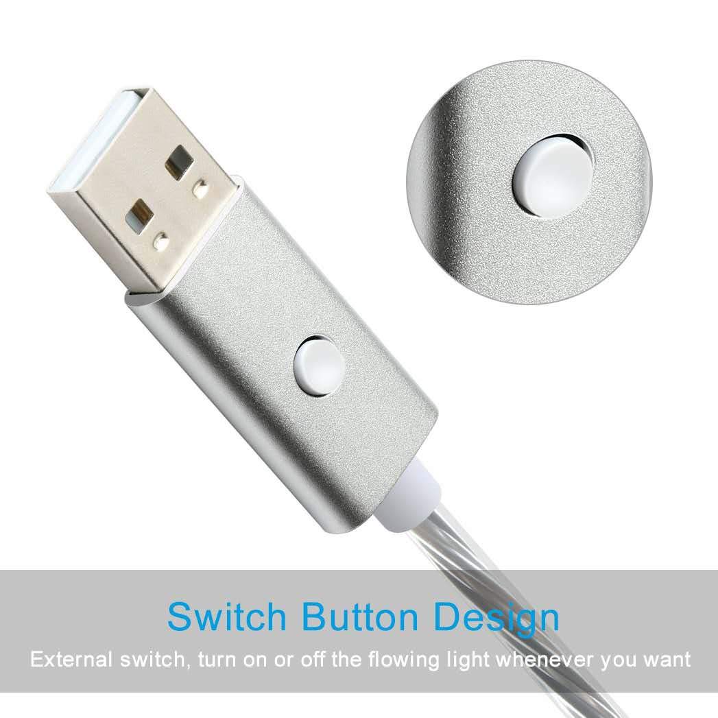 LED Charging Cable 10ft Compatible for Phone Xs/XS Max/XR/X / 8/8 Plus / 7/7 Plus More, Momen LED Visible Flowing Charging Cord with 5 Light Modes(Blue Light)