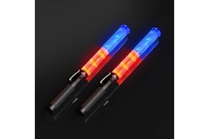 RoadHero Traffic Wand 16 Inch, 2 Pack Air Traffic Control Lights with 3 Flashing Modes, Red and Blue Safety Signal Wands for Traffic Control, Airport, Parking, Car Directing