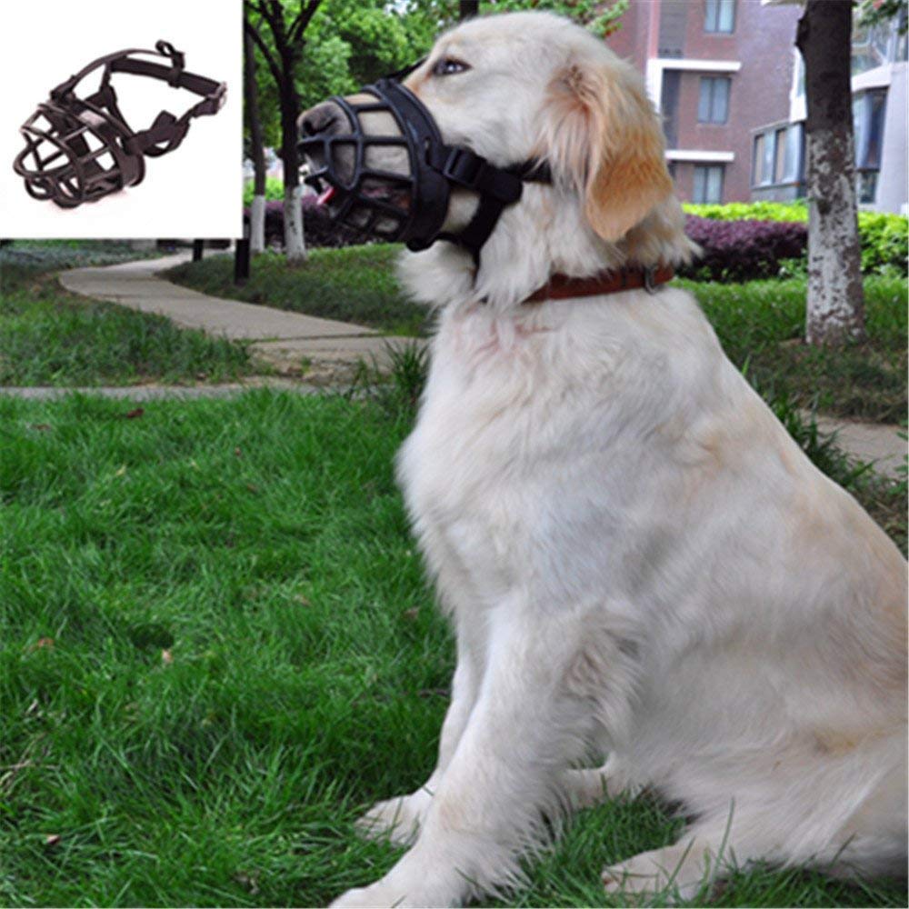 JYHY® Soft Silica Gel Dog Muzzles,Adjustable Anti Biting Chewing Barking Training Dog Muzzle/Black-5